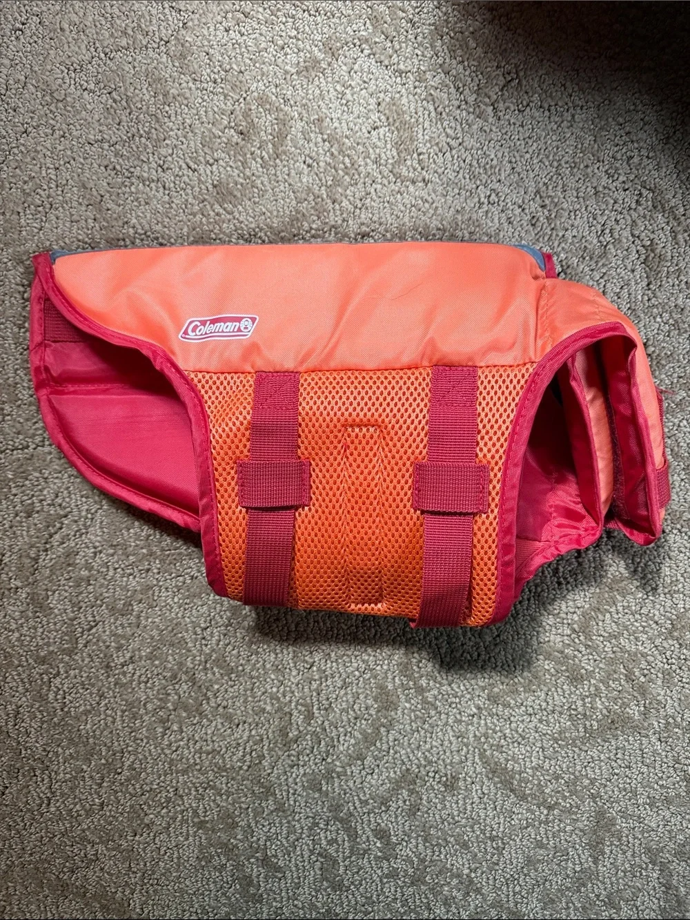 Coleman DOG Orange/Red Swim Vest Size Small.
